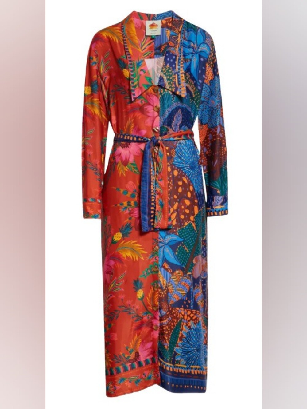 FARM Rio Vibrant Floral Mixed Print Chemise Dress - Medium